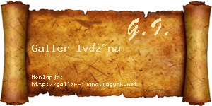 Galler Ivána névjegykártya